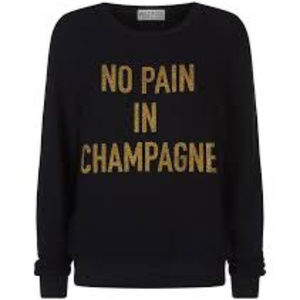 Wildfox NO PAIN IN CHAMPAGNE CREW SWEATSHIRT SML